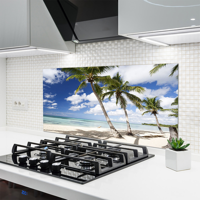 Painel cozinha Paisagem de palmeiras na praia do mar