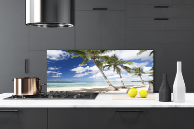 Painel cozinha Paisagem de palmeiras na praia do mar