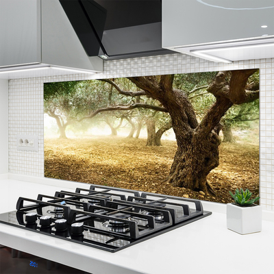 Painel vidro cozinha Árvore Grama Natureza