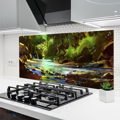 Painel vidro cozinha Pedras do Lago da Floresta Natureza