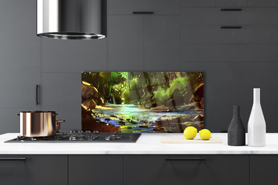 Painel vidro cozinha Pedras do Lago da Floresta Natureza