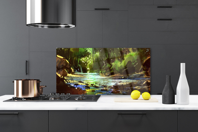 Painel vidro cozinha Pedras do Lago da Floresta Natureza
