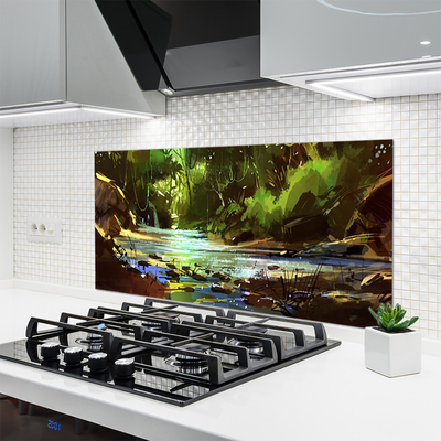 Painel vidro cozinha Pedras do Lago da Floresta Natureza