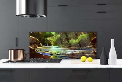 Painel vidro cozinha Pedras do Lago da Floresta Natureza