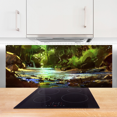 Painel vidro cozinha Pedras do Lago da Floresta Natureza