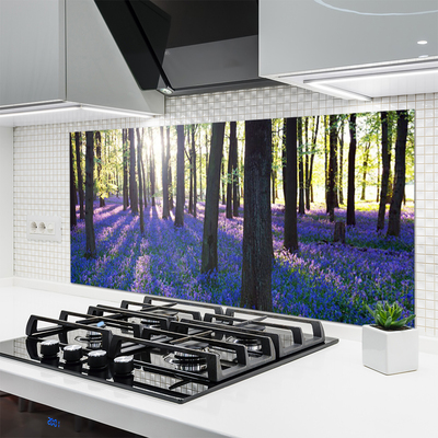 Painel vidro cozinha Árvores da Floresta Natureza