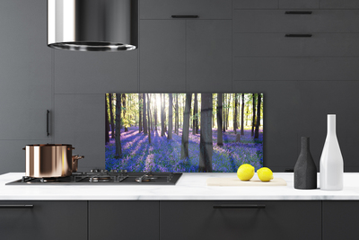 Painel vidro cozinha Árvores da Floresta Natureza