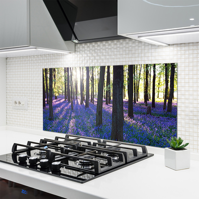 Painel vidro cozinha Árvores da Floresta Natureza