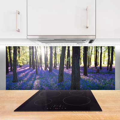 Painel vidro cozinha Árvores da Floresta Natureza