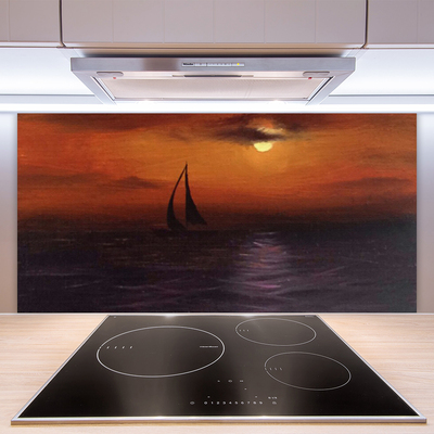 Painel cozinha Paisagem de barco no mar