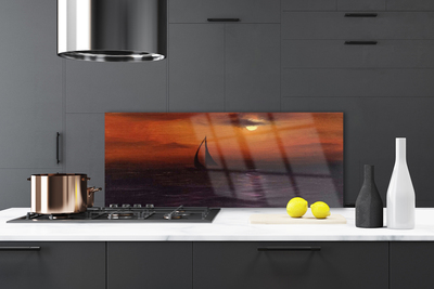 Painel cozinha Paisagem de barco no mar