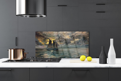 Painel cozinha Paisagem de barco no mar