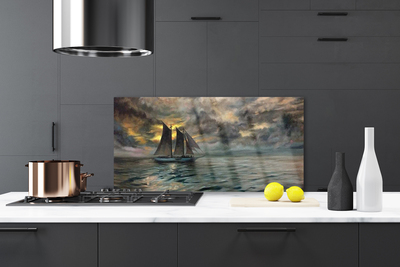 Painel cozinha Paisagem de barco no mar