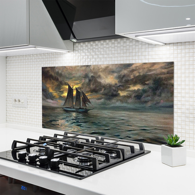 Painel cozinha Paisagem de barco no mar