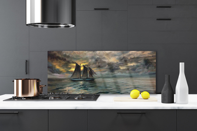 Painel cozinha Paisagem de barco no mar