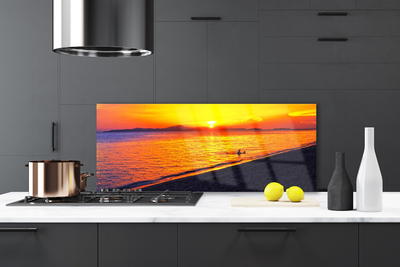 Painel vidro cozinha Paisagem de praia, sol e mar