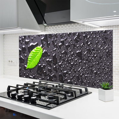 Painel vidro cozinha Arte com gotas de folhas