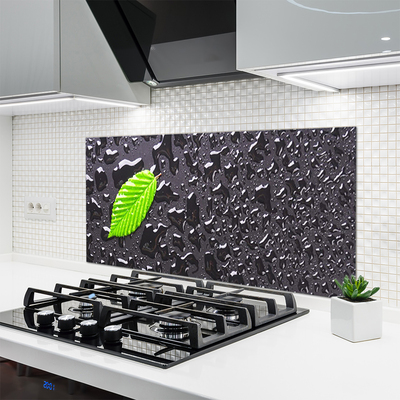 Painel vidro cozinha Arte com gotas de folhas