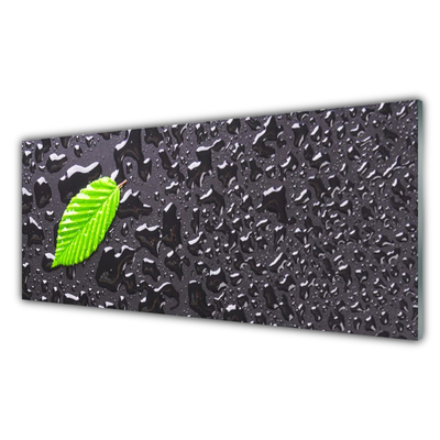 Painel vidro cozinha Arte com gotas de folhas