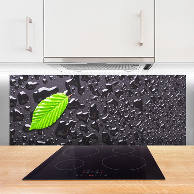 Painel vidro cozinha Arte com gotas de folhas