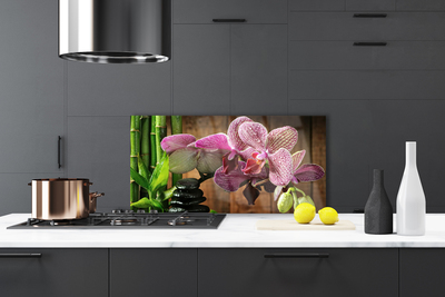 Painel vidro cozinha Flores Planta de Bambu