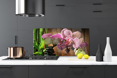 Painel vidro cozinha Flores Planta de Bambu