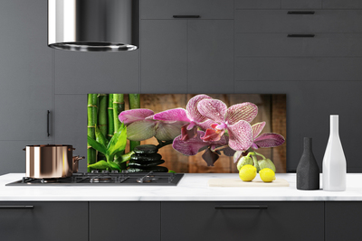 Painel vidro cozinha Flores Planta de Bambu