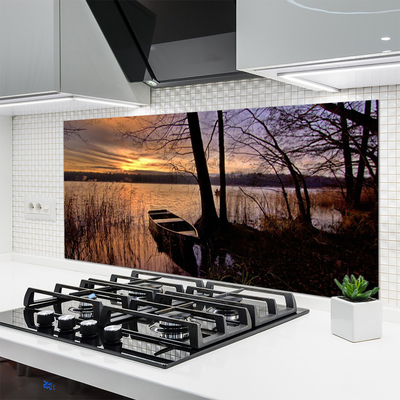 Painel cozinha Paisagem de barco no mar