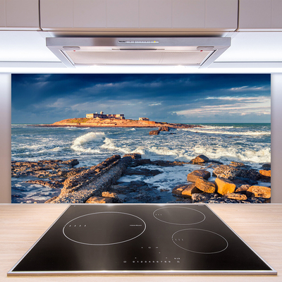Painel vidro cozinha Paisagem de Pedras do Mar