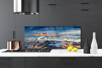 Painel vidro cozinha Paisagem de Pedras do Mar
