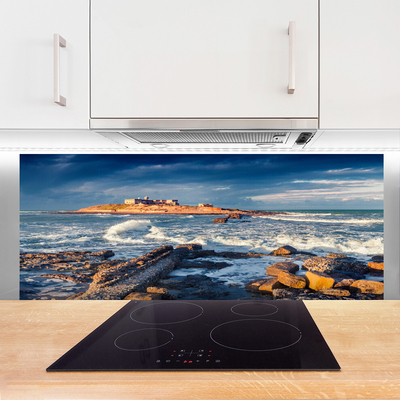 Painel vidro cozinha Paisagem de Pedras do Mar