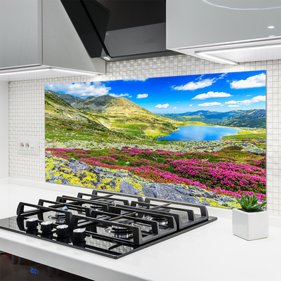 Painel vidro cozinha Natureza do prado da baía da montanha