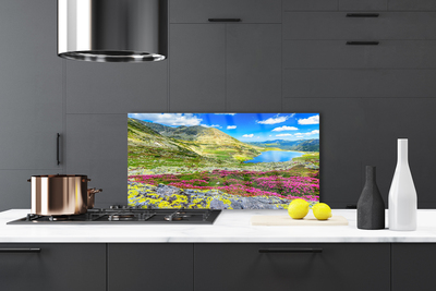 Painel vidro cozinha Natureza do prado da baía da montanha