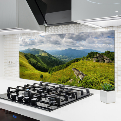 Painel vidro cozinha Paisagem de prados de montanha
