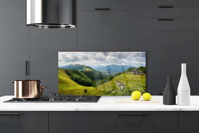 Painel vidro cozinha Paisagem de prados de montanha
