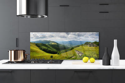 Painel vidro cozinha Paisagem de prados de montanha
