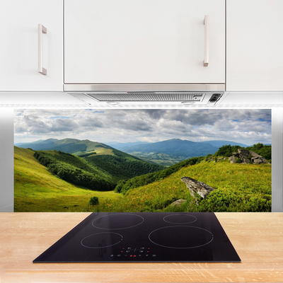 Painel vidro cozinha Paisagem de prados de montanha
