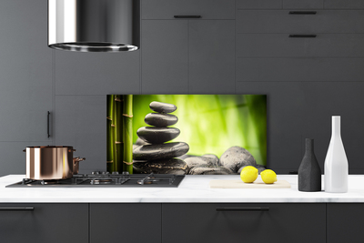 Painel vidro cozinha Arte em Pedras de Bambu