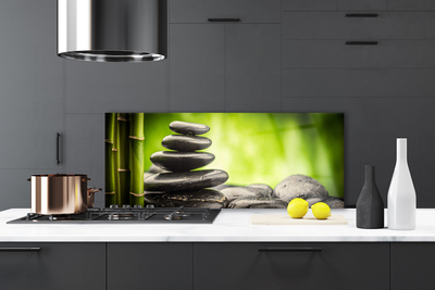Painel vidro cozinha Arte em Pedras de Bambu