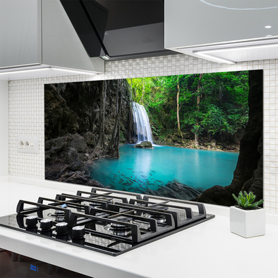 Painel vidro cozinha Lago Cachoeira Natureza