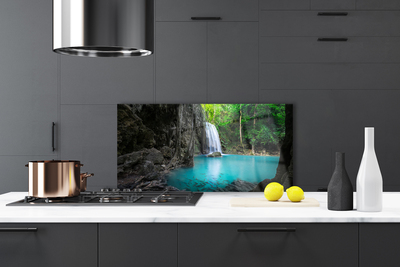 Painel vidro cozinha Lago Cachoeira Natureza
