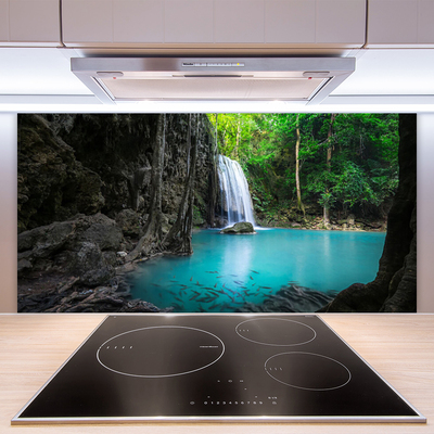 Painel vidro cozinha Lago Cachoeira Natureza