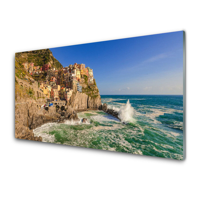 Painel vidro cozinha Paisagem das Montanhas do Mar