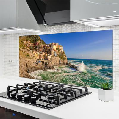 Painel vidro cozinha Paisagem das Montanhas do Mar