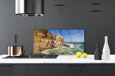 Painel vidro cozinha Paisagem das Montanhas do Mar