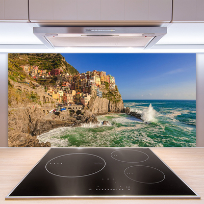 Painel vidro cozinha Paisagem das Montanhas do Mar