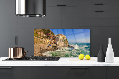 Painel vidro cozinha Paisagem das Montanhas do Mar