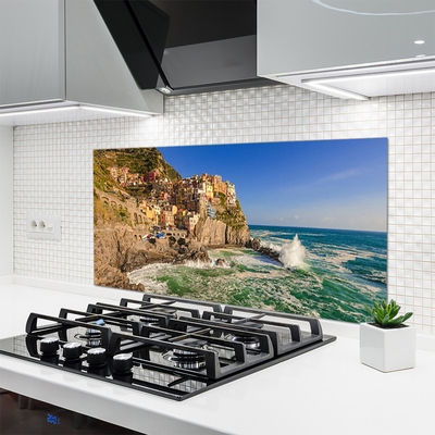 Painel vidro cozinha Paisagem das Montanhas do Mar