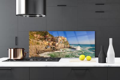 Painel vidro cozinha Paisagem das Montanhas do Mar