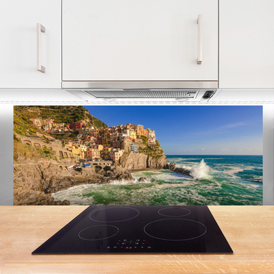 Painel vidro cozinha Paisagem das Montanhas do Mar